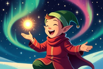 Elf boy holding glowing orb