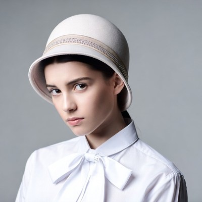 Woman wearing white beaded cloche hat