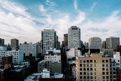 New York City skyline with skyscrapers