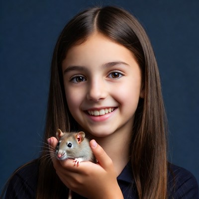 Girl holding cute rat