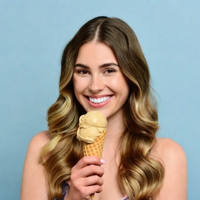 Woman holding ice cream cone
