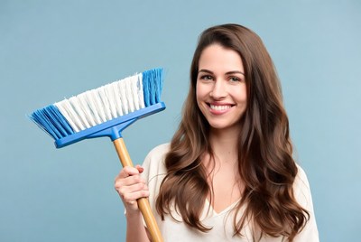 Woman holding broom