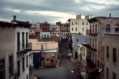 Urban Alley with Colorful Old Buildings