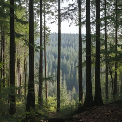 Tall Evergreen Forest Trees