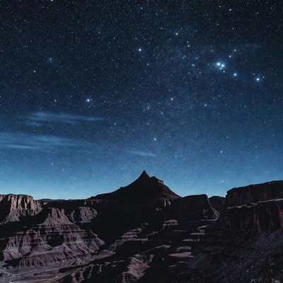 Milky Way over canyon mountain