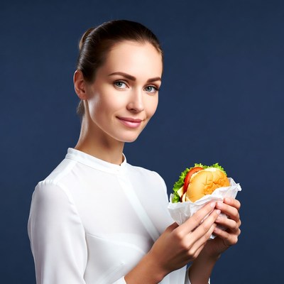 Woman holding burger