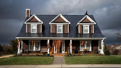 Halloween-Decorated Suburban House