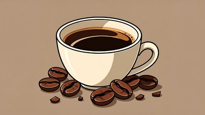 Coffee Cup with Beans Illustration