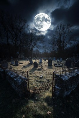 Full Moon Over Cemetery
