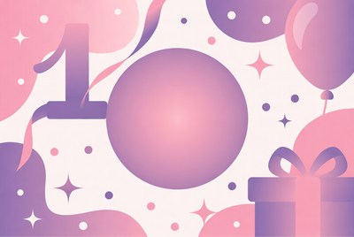 1st Birthday Illustration with Balloons