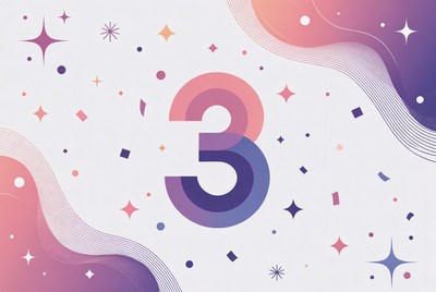 Colorful Number 3 with Stars