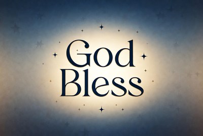 God Bless Text with Stars