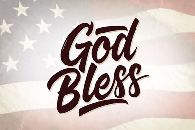 God Bless America on American Flag