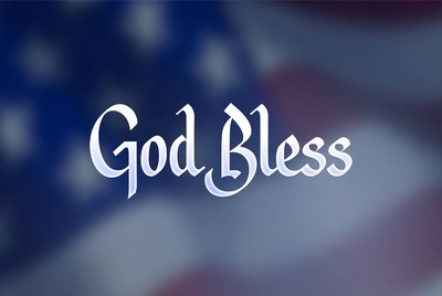 God Bless on American Flag