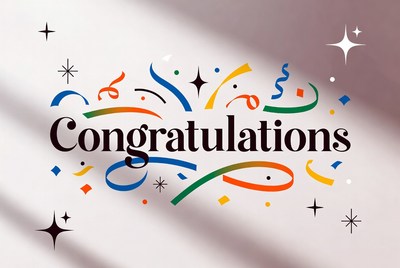 Colorful Congratulations Text with Confetti