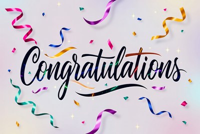 Congratulations Text with Colorful Confetti
