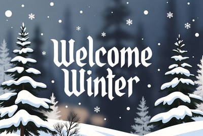 Welcome Winter Snowy Forest Illustration