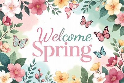 Welcome Spring Floral Illustration