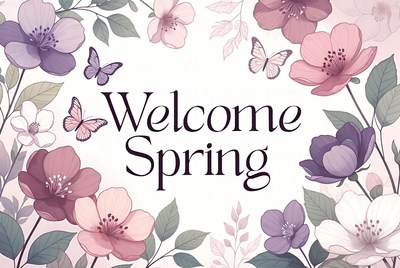 Welcome Spring Floral Illustration