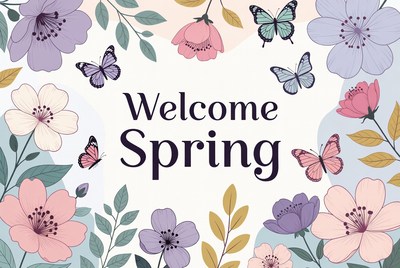 Welcome Spring Floral Illustration
