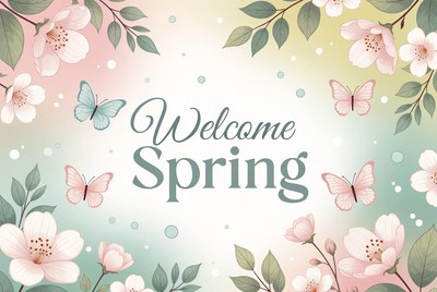 Welcome Spring Floral Illustration