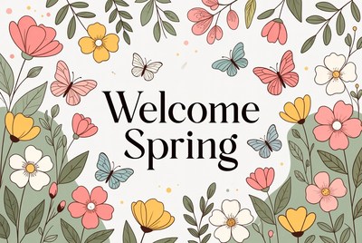 Welcome Spring Floral Illustration