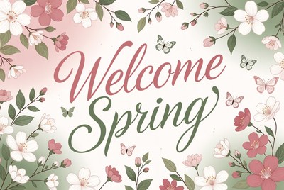 Welcome Spring Floral Illustration
