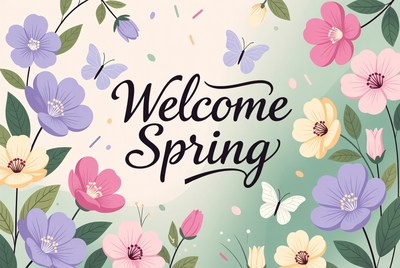 Welcome Spring Flowers Illustration
