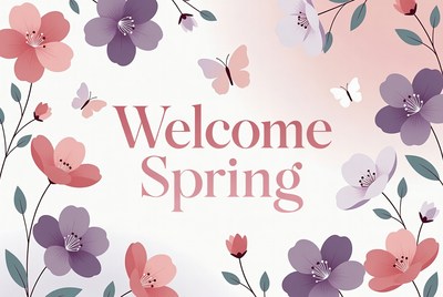 Welcome Spring Floral Illustration