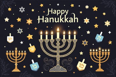 Happy Hanukkah Menorah Illustration