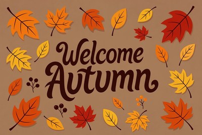 Welcome Autumn Leaves Illustration