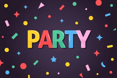 Colorful Party Text with Confetti