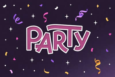 Party Text with Confetti