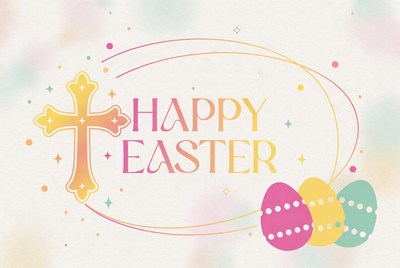 Happy Easter Cross and Eggs