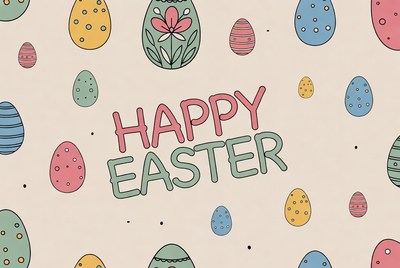 Happy Easter with Colorful Eggs