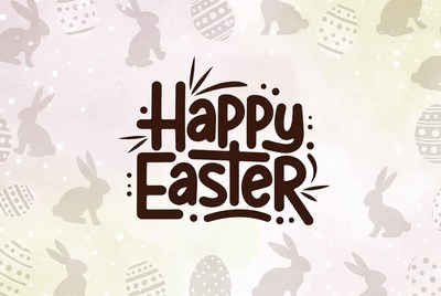 Happy Easter with Bunnies and Eggs