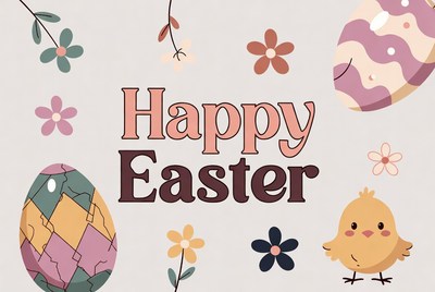 Happy Easter Illustration with Eggs
