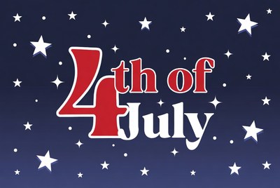 4th of July Text with Stars