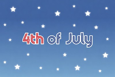 4th of July Text with Stars