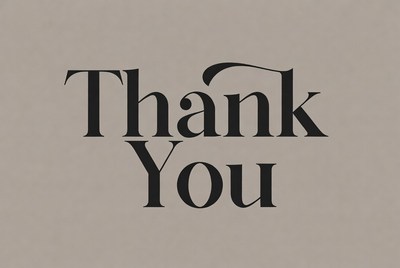 Thank You Text on Gray Background