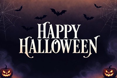 Happy Halloween with Bats and Pumpkins