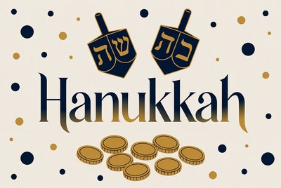 Hanukkah Dreidels and Gold Coins