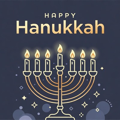 Happy Hanukkah Menorah Illustration