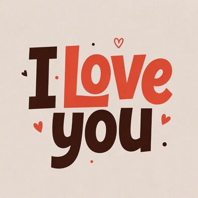 I Love You Text Illustration