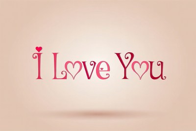 I Love You Text with Hearts