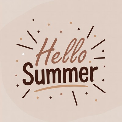 Hello Summer Text Illustration