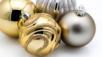 Shiny Gold and Silver Christmas Ornaments