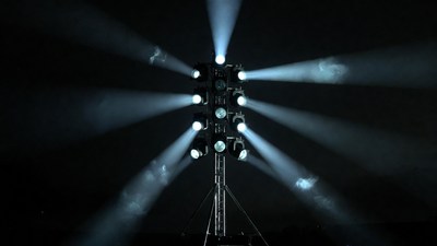 Spotlight Tower Beams in Dark