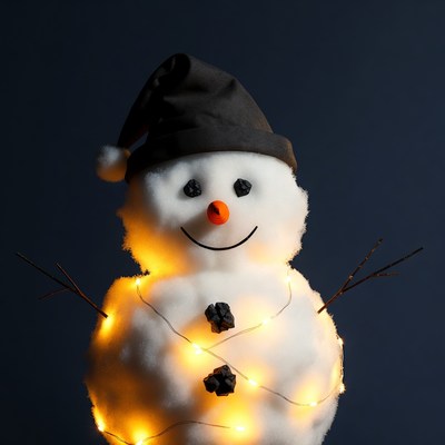 Snowman with fairy lights