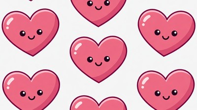 Cute Pink Kawaii Hearts Pattern